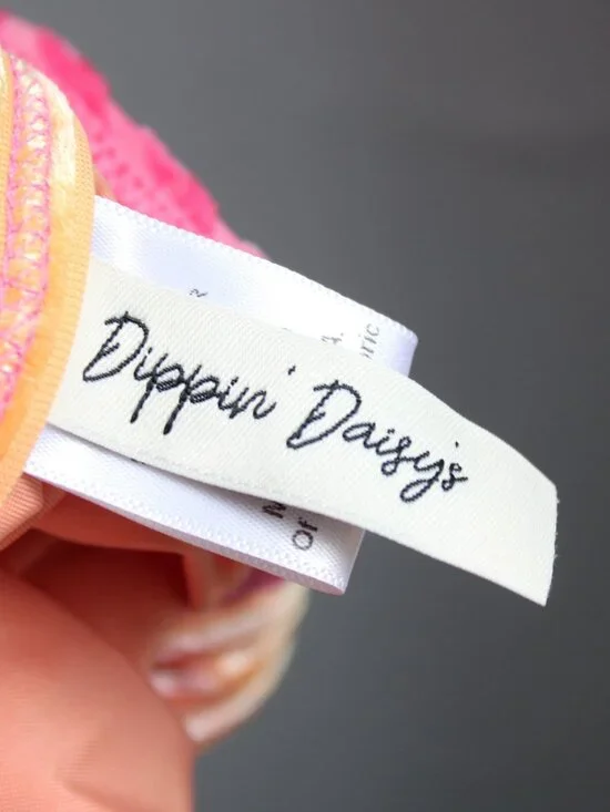 Dippin Daisys Pink Orange High-Rise Velvet Tie Dye Sunrise 2 Piece Bikini Small - Picture 7 of 15